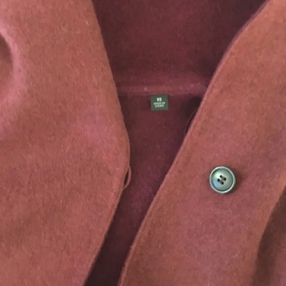 Uniqlo double faced wool blend coat with hood - maroon - oversized XS - Picture 15 of 15